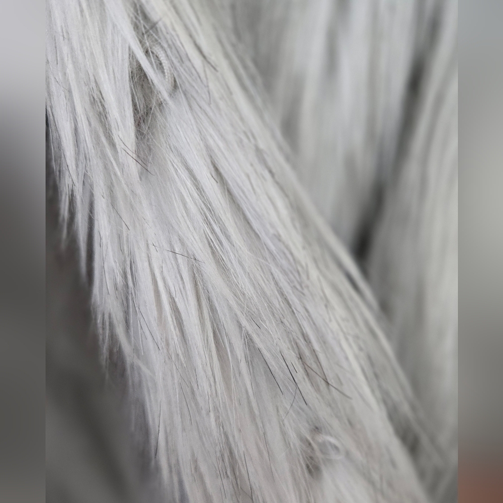 Topshop Faux Fur Grey Shag Coat Jacket Grey White - Picture 4 of 10